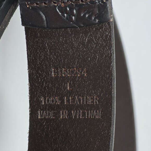 NWT Patricia Nash Floral Tooled Leather Belt L Brown Western Boho - Picture 4 of 5